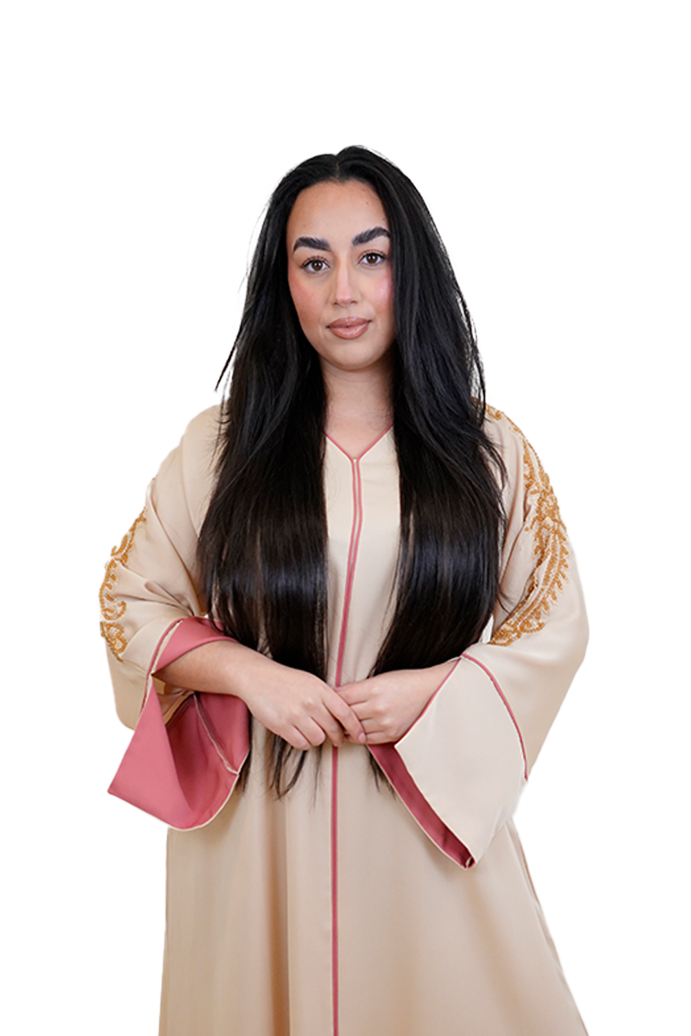 Handmade Abaya – Nude x Soft Pink