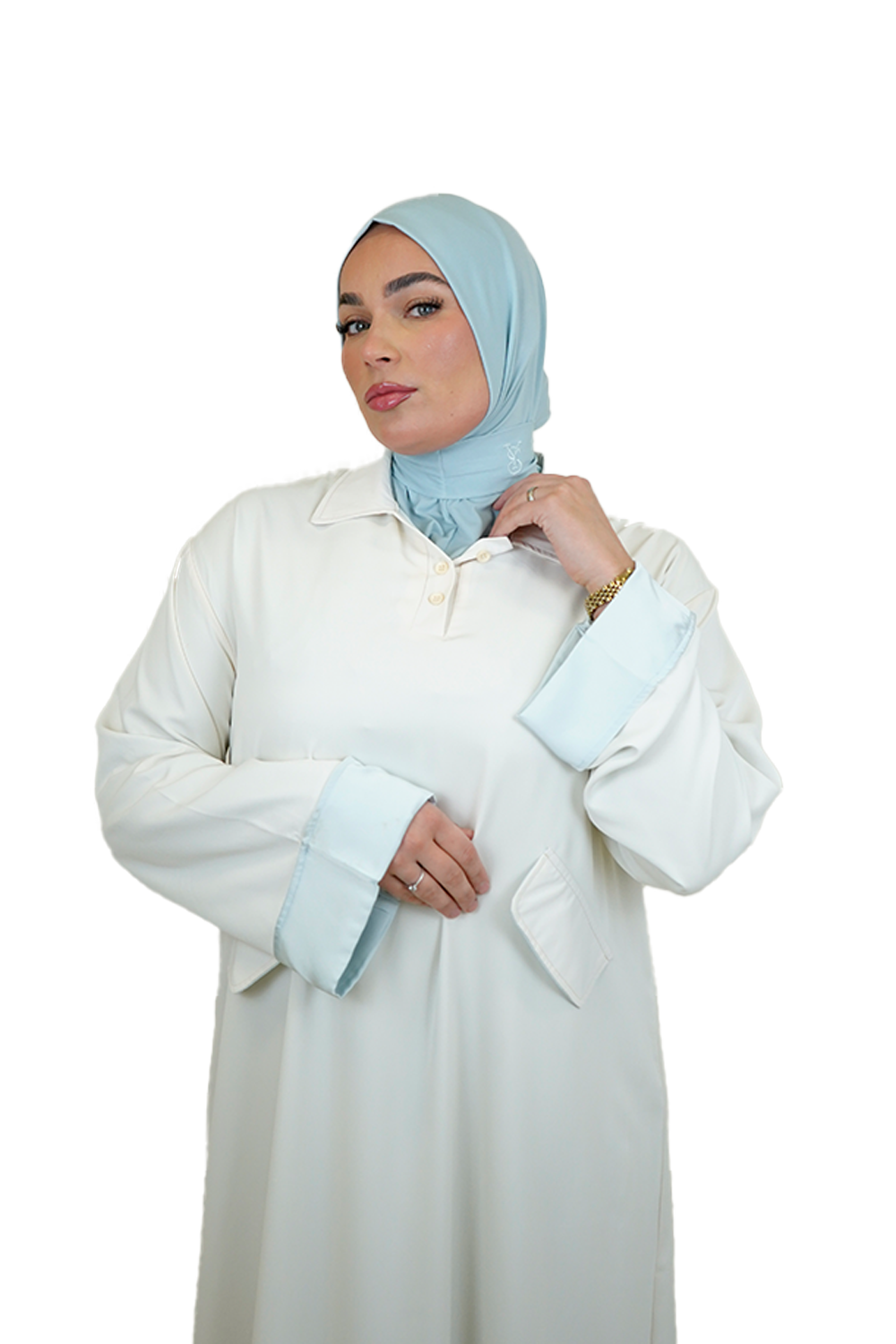 Beautiful Handmade Double-Lined Dresses BEIGE X LIGHT BLUE