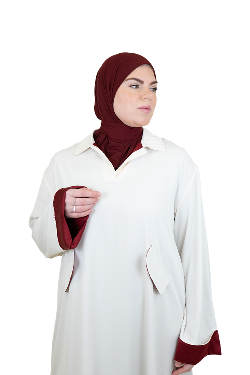 Beautiful Handmade Double-Lined Dresses BEIGE X BURGUNDY