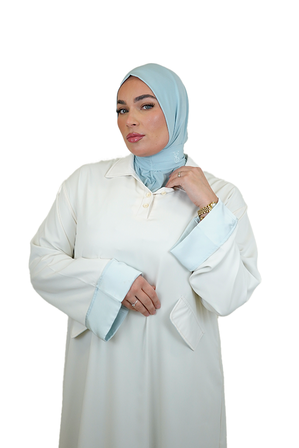 Beautiful Handmade Double-Lined Dresses BEIGE X LIGHT BLUE