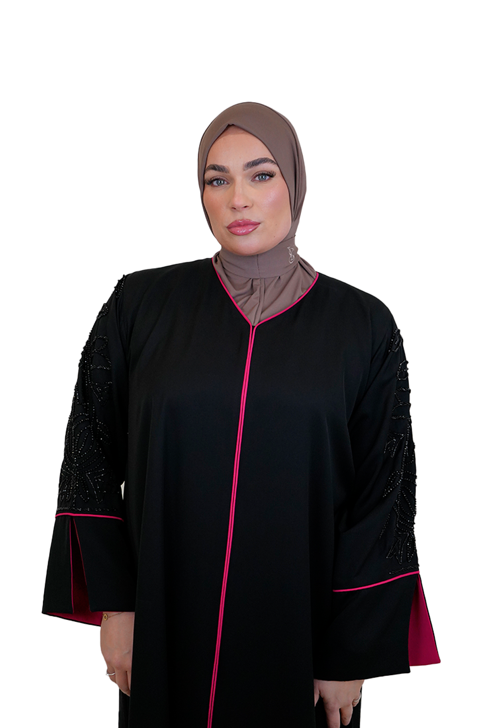 Handmade Abaya – Black x Fuchsia Pink