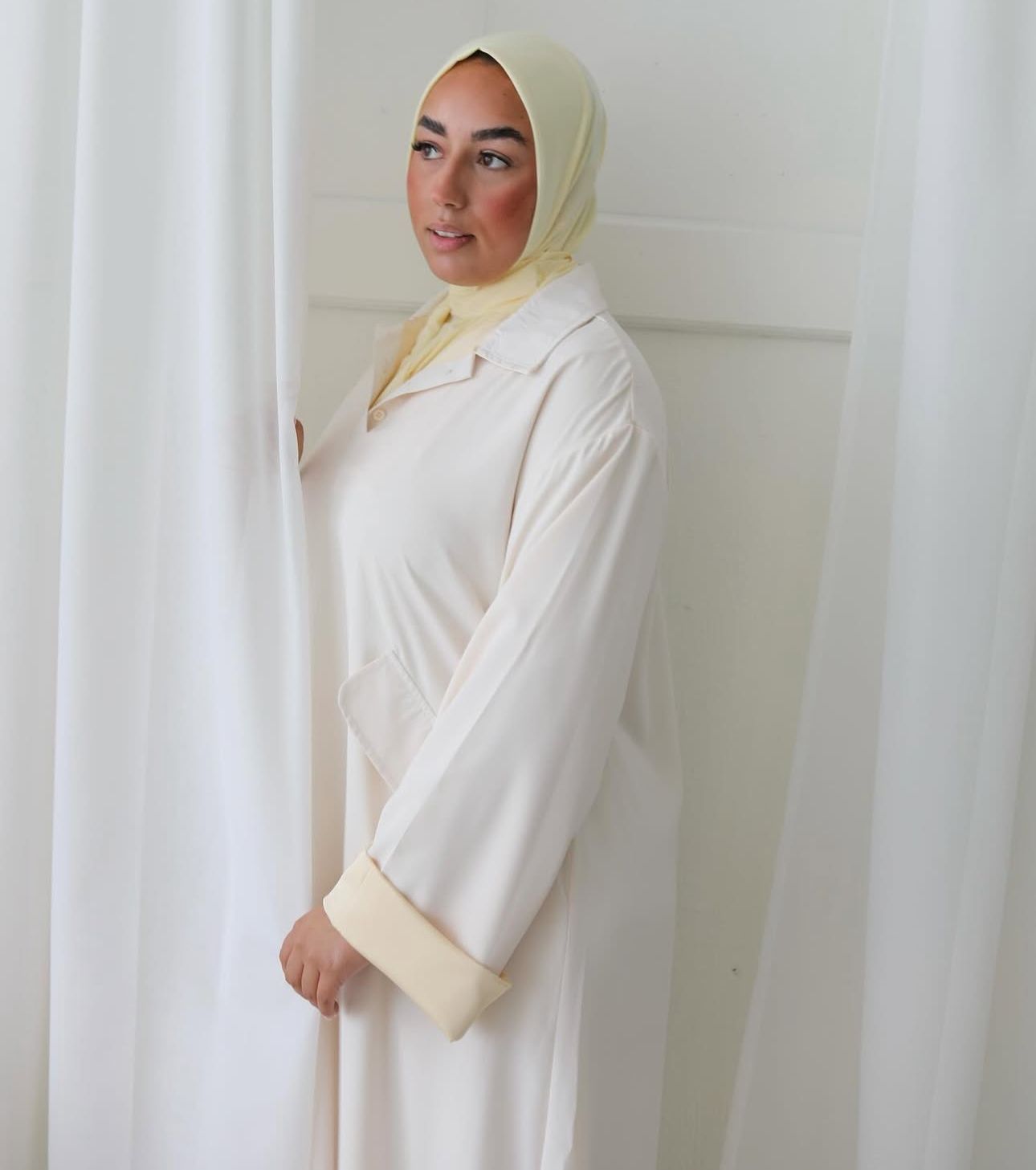 Beautiful Handmade Double-Lined Dresses BEIGE X BUTTERYELLOW